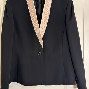 Kasper Black Blazer with Cream Satin Lapel